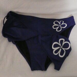 SEE YOU | size 46 | Blue Bikini Set With White Flower Detail | NWOT
